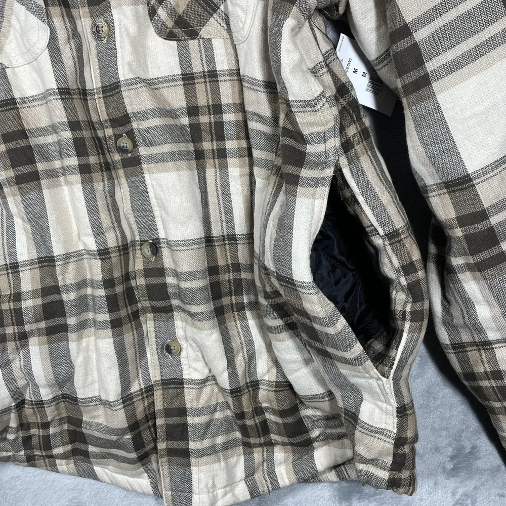 Wrangler Authentics Jacket Mens Medium Plaid Sherpa Lined Flannel Fleece Coat